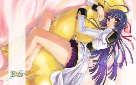 Chitose-Galaxy Angel X - anime, bed, chitose, pillow, galaxy angel x, galaxy angel, sheets, uniform