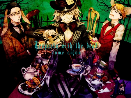 Shinigami Tea Party - anime, undertaker, tea party, kuroshitsuji, william, shinigami