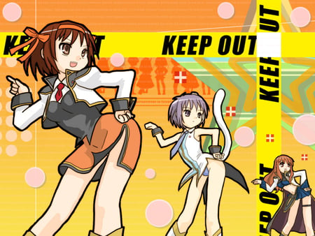 Haruhi Angel Rune - yuki, anime, galaxy angel rune, haruhi, keep out, mikuru, galaxy angel, dance