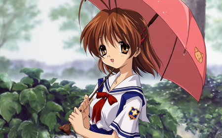 Anime Girl - rain, cute, uniform, anime, girl, umbrella