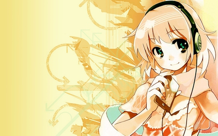 She Likes her Music - iphone, girl, headphones, anime, music, cute