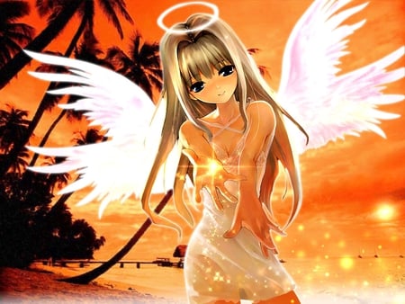 Angel - beach, hot, wings, girl, cute, angel