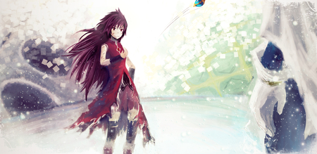 Kyouko & Sayaka - red, cool, cute, anime, dress, miki sayaka, long hair, sakura kyouko, mahou shoujo madoka magica