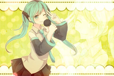 Hatsune Miku - volcaloid, miku, cute, mike