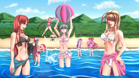 Beach Party Touhou - touhou, beach, game, wall, classic, summer, new, squad