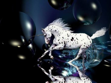 dalmation Unicorn - abstract, fantasy, bubbles, unicorn, others