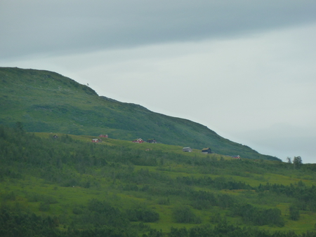 Mountain houses - norway, houses, near, myrkdalen, mountain