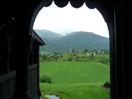 vieuw trough a window - a, from, window, church, vieuw, trough