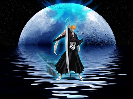 Blue moon and Ichigo rising - ichi ruki, bleach, ichigo kurosaki, shinigami, blue moon