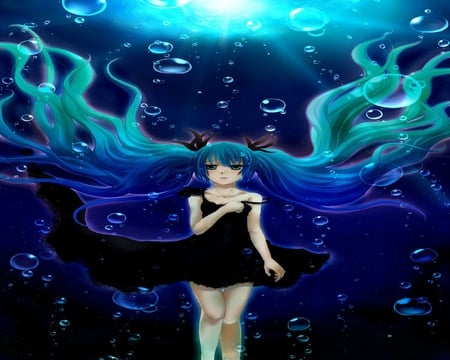 Miku & Sea - anime, miku, volcaloid, classic, beauty, new, wall