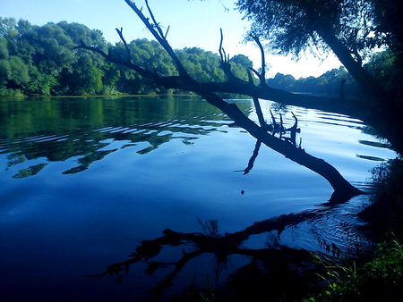 Silence in blue - river, silence, summer, blue, croatia