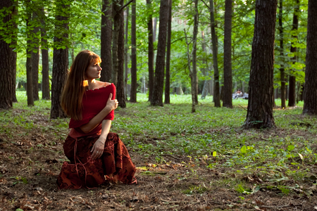 lady in red - red, nodel, female, lady