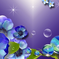 Blue Flowers and Bubbles