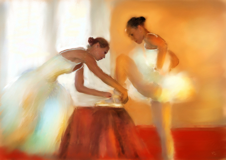 Before the show - girls, dance, background, ballet, grace, other, white, abstract, beautiful, before, ballerina