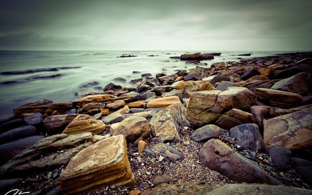 Stones-Coast - nature, sky, view, clouds, stones, sea, coast