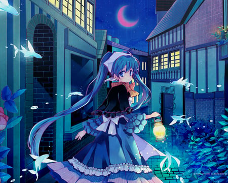 Moon Miku - volcaloid, beauty, wall, 2011, classic, anime, new