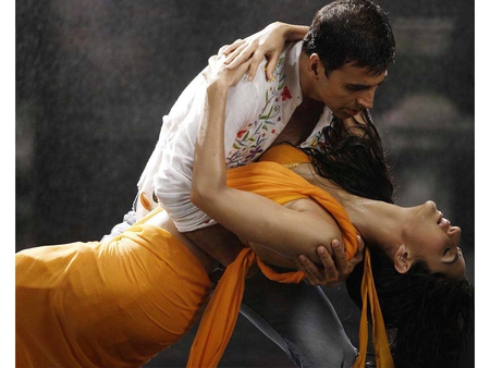 Dance of Love - male, female, beautiful, rain, indian, beauty, dance, love