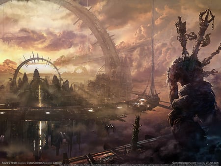 Asura\'s Wrath - arch, game, warrior, asuras warth, city, asura, fantasy, space