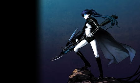 Black Rock Shooter - black rock shooter, black star shooter, anime, black hair, sword, vocaloids, anime warrior