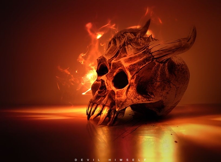 THE DEVIL HIMSELF - skull, devil, 3d, red, fantasy