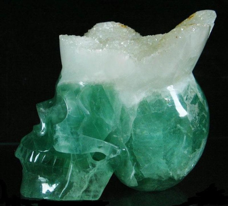 GREEN FLUORITE CRYSTAL SKULL - photograph, head, green, cool, crystal, skull