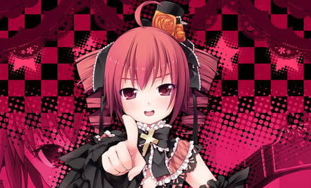 You are stupid!~ - anime, vocaloid, dolly, girl, gothic, widescreen, curly, kasane, teto, red, cute