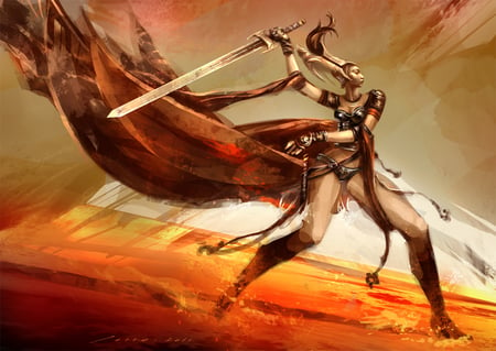 Jottoszatmari - game, warrior, sword, cg, fantasy, kekai kotaki, guild wars, art, video game, guild wars 2