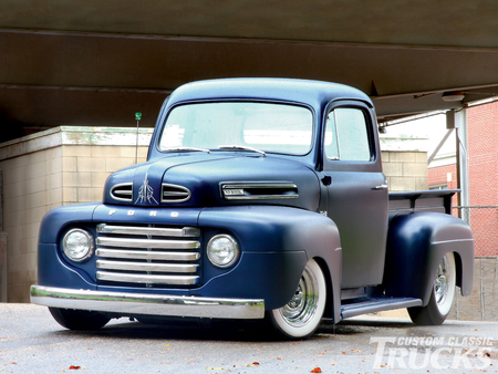 49 F1 - classic, ford, blue, truck