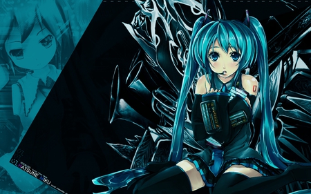 Hatsune Miku - anime, hatsune miku, girl, blue