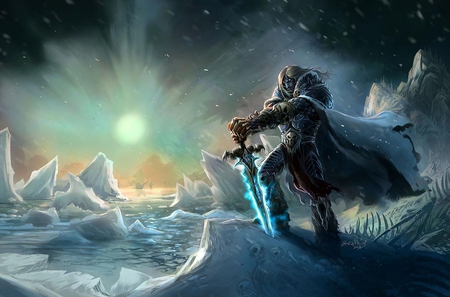 King of Death - death, warrior, video game, world of warcraft- wrath of the lich king, lich king, king, fantasy, cg, wow, art, game, adventure, jian guo, world of warcraft, action, sword