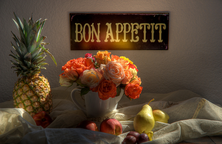 Bon Appetit - roses, variable, jag, fruits, still life