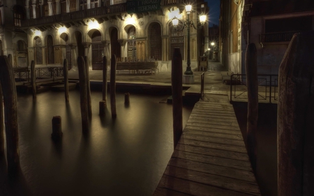 Venice - italy, venice, lights, water, beautiful, buildings, night, architecture, city