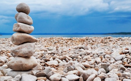 Stones - clouds, stone, nature, blue, beautiful, beaches, stones, sky