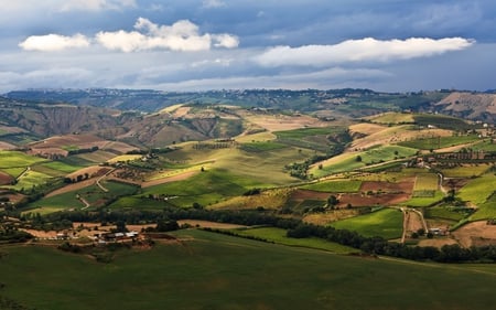 Abruzzo Countryside Italy - clouds, patches, land, sky