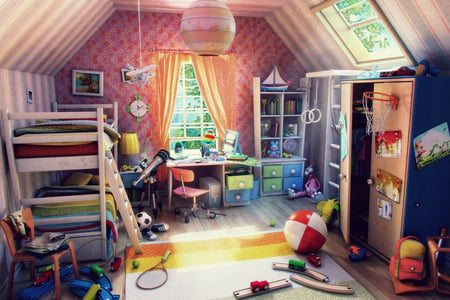 children__s_room - room, colorful, abstract, toys