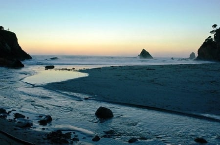 Gentle Surf, Big Sur, California - ocean, beach, surf, pacific, water, sunset, waves