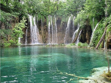 Beautiful waterfall - plitvice, landscape, croatia, water, waterfall, spring