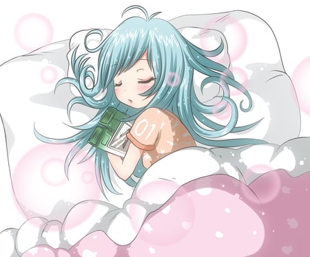 Sleepy Miku - volcaloid, girl, wall, anime, classic, miku, new