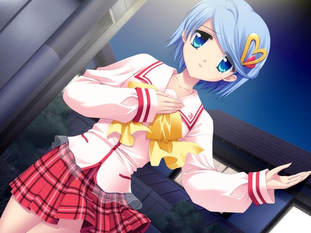 anime girl - game, anime, blue eys, blue hair, cute