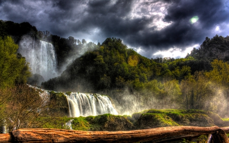 AMAZING WATERFALLS - nature, popular, forest, clouds, skies, waterfalls, wallpaper, waterfall