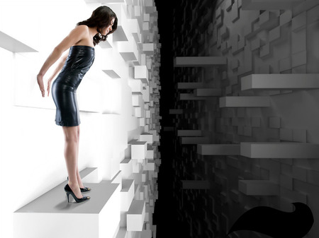 decision - dress, walls, woman, artwork