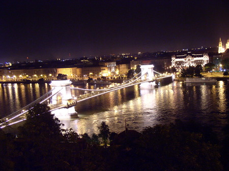 Budapest by Night  - water, budapest, city, night, hungary, bridge