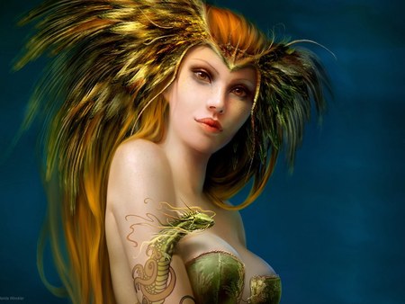 Golden Hair Fantasy Girl - woman, pretty, hair, beautiful, fantasy