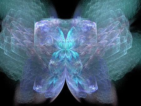 Bubblewrap butterfly - fractal, abstract, pink, blue, green