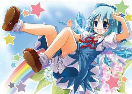 Cirno - anime, stars, cirno, rianbow