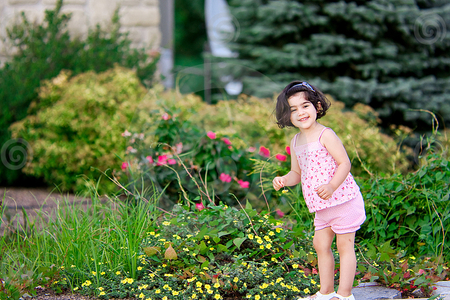 girl in flower garden - flowers, garden, girl, pink