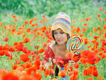 girl with colorful lollipop