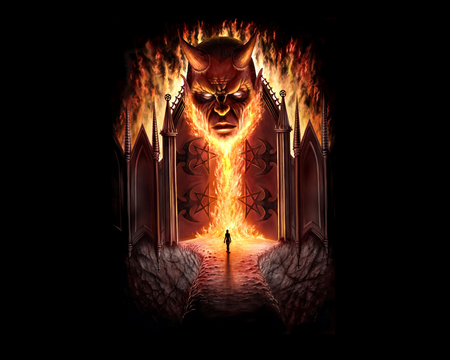 Hell's Gate - devil, face, fire, gate