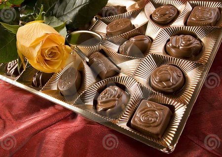 rose and chocolate - chocolate, flowers, rose, sweets