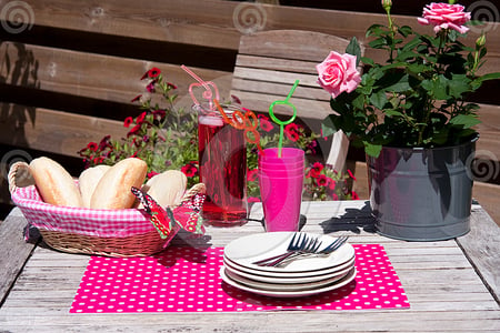 breakfast - table, pink, bread, breakfast